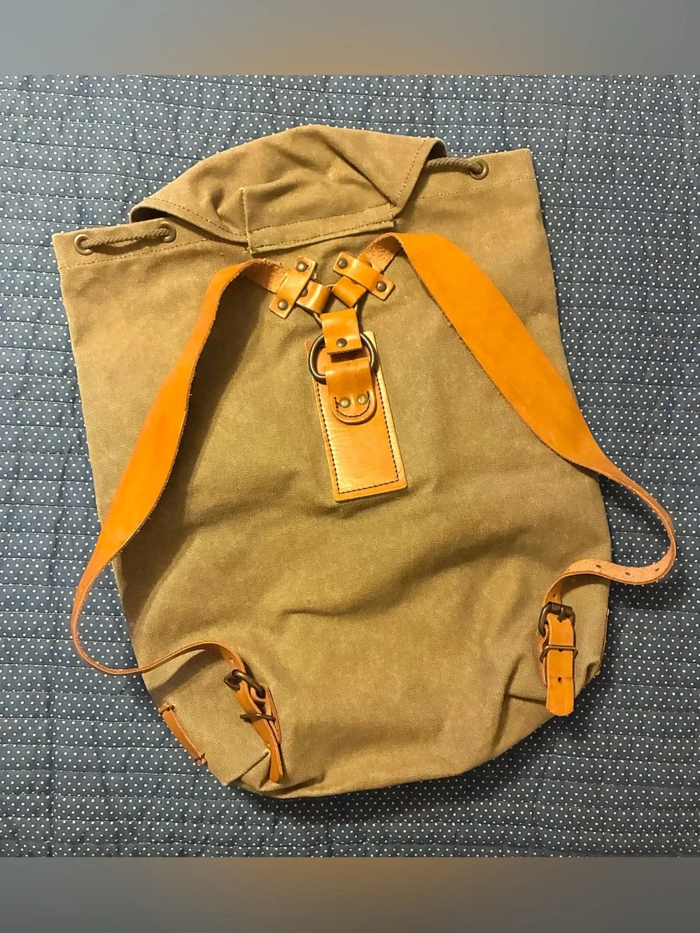 **NWOT** J. PETERMAN COMPANY HEAVY CANVAS/ LEATHER BACKPACK